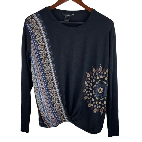 Desigual | Black Multi Print 3/4 Sleeve Blouse - Picture 1 of 9